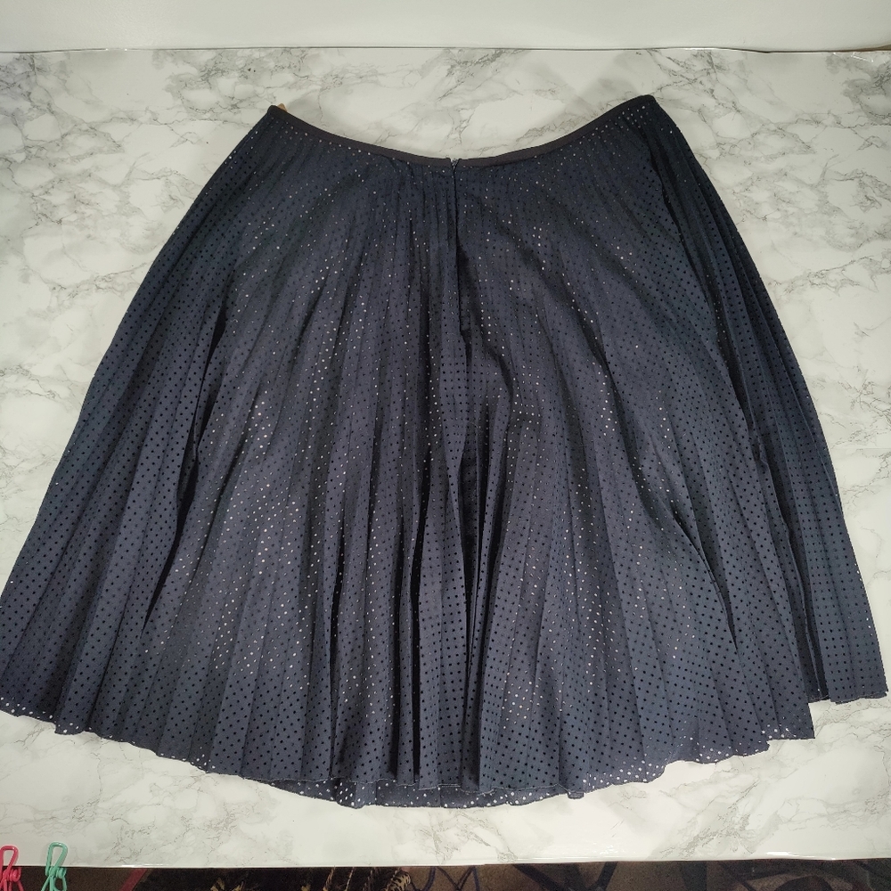 Akris Punto Navy A Line Accordion Pleat Skirt Size 12 - Picture 2 of 8